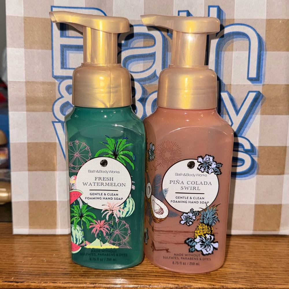 Bath & Body Works Fresh Watermelon and Pina Colada Swirl Hand Soap Duo